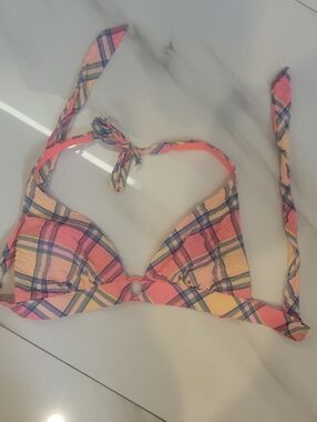 Victoria's Secret Pink Plaid Halter Swim Top